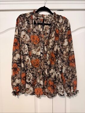 Bellatrix Floral Tie-Neck Peplum Blouse - Medium